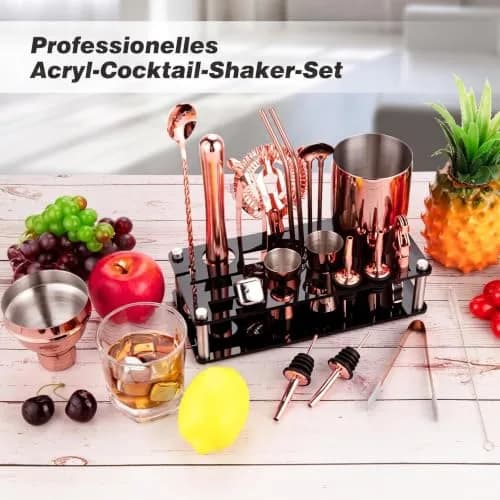 KINGROW Cocktail Shaker Set, 23 Piece Bartender Kit with Stand Gold Rose | Premium Stainless Steel Bar Tool Set for Home & Party thumbnail 7