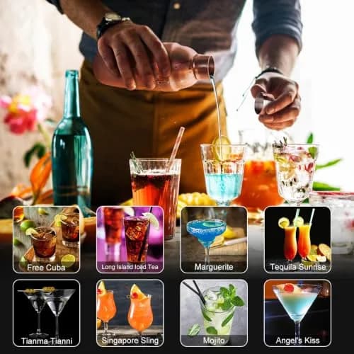 KINGROW Cocktail Shaker Set, 23 Piece Bartender Kit with Stand Gold Rose | Premium Stainless Steel Bar Tool Set for Home & Party thumbnail 3