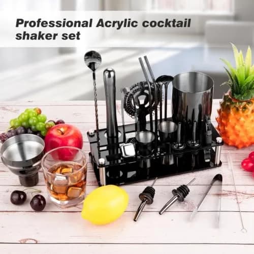 KINGROW Cocktail Shaker Set, 23 Piece Bartender Kit with Stand 25oz Black | Complete Home Bar thumbnail 5