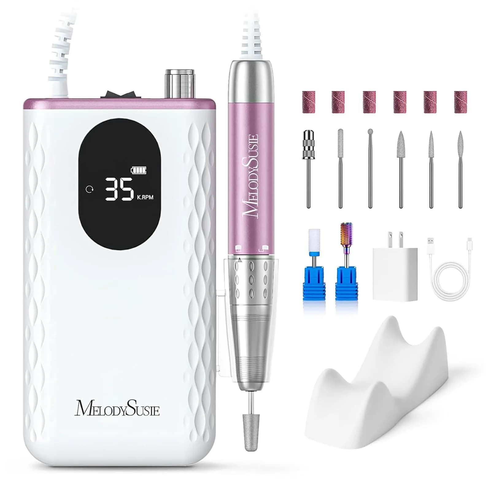 MelodySusie MM400D Cordless Nail Drill 35,000 RPM Rose Gold | Professional E-File for Manicures & Pedicures - main product image
