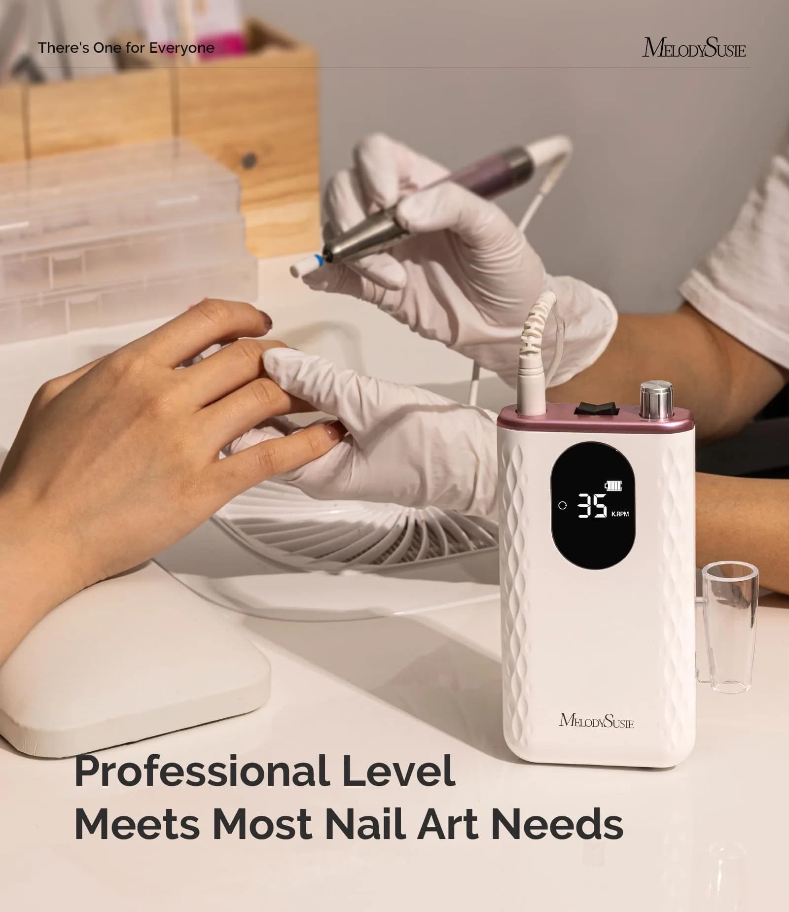 MelodySusie MM400D Cordless Nail Drill 35,000 RPM Rose Gold | Professional E-File for Manicures & Pedicures - view 6