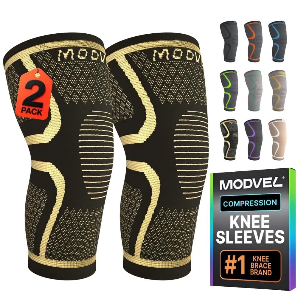 Modvel Compression Knee Brace 2-Pack | Medium, High-Copper | FDA Approved, Doctor Recommended