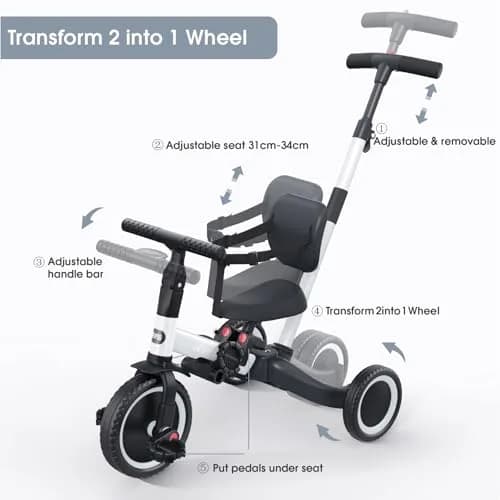 newyoo TR007 5-in-1 Toddler Tricycle & Balance Bike 12-36 Months | ASTM Approved thumbnail 4
