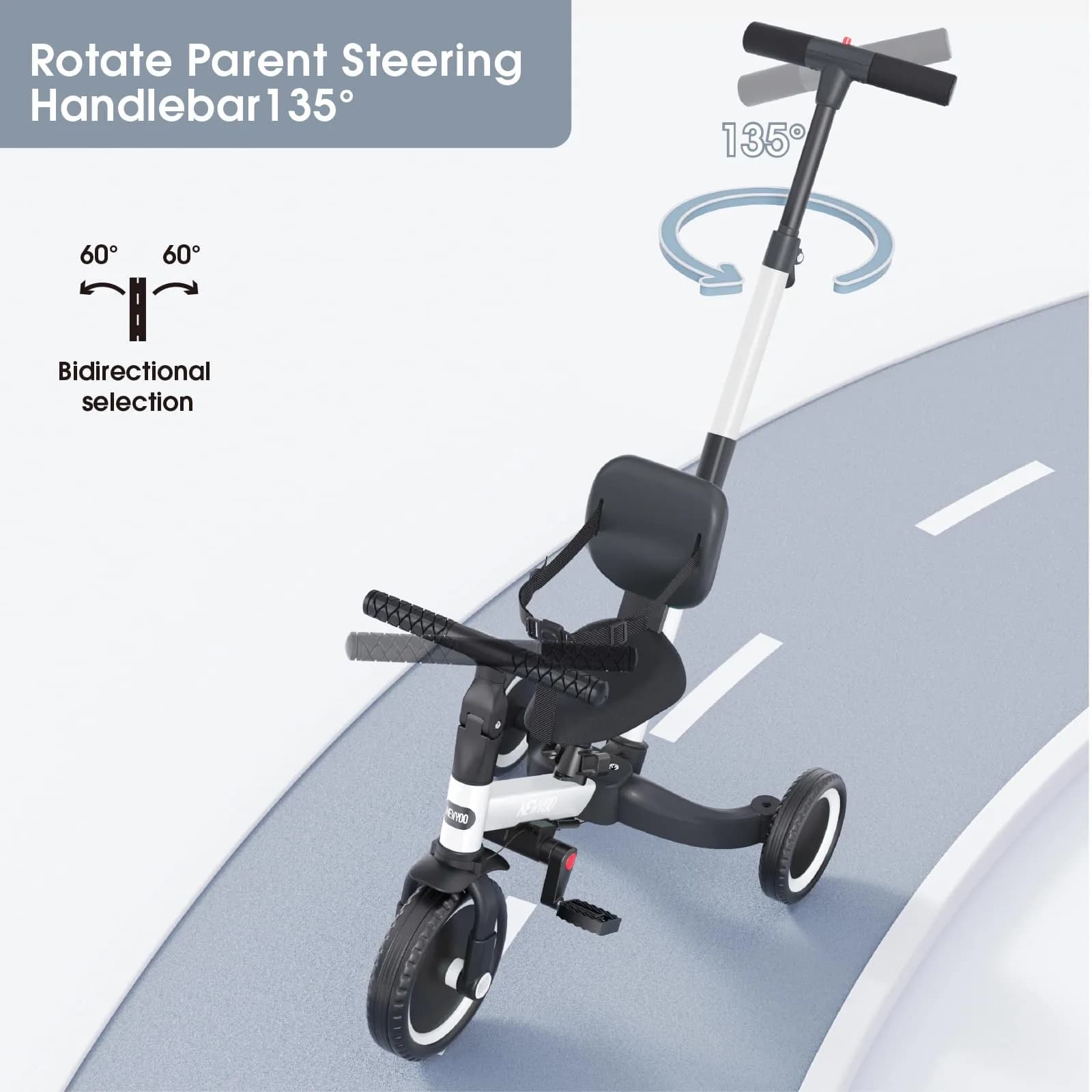 newyoo TR007 5-in-1 Toddler Tricycle & Balance Bike 12-36 Months | ASTM Approved - view 3