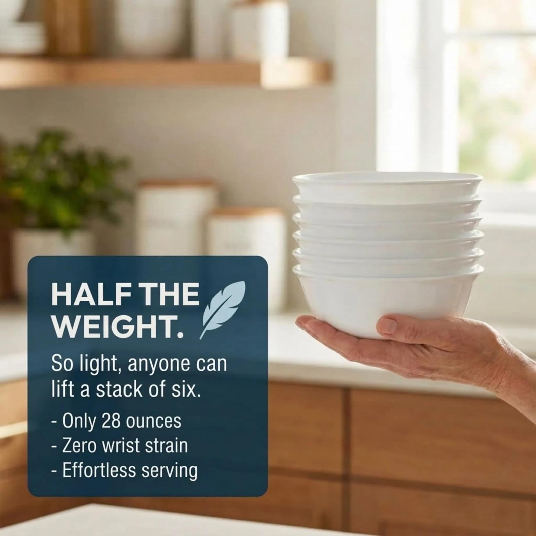 Corelle Winter Frost White 28-oz Soup/Cereal Bowls Set of 6 | Chip & Crack Resistant Glass Dinnerware - view 2