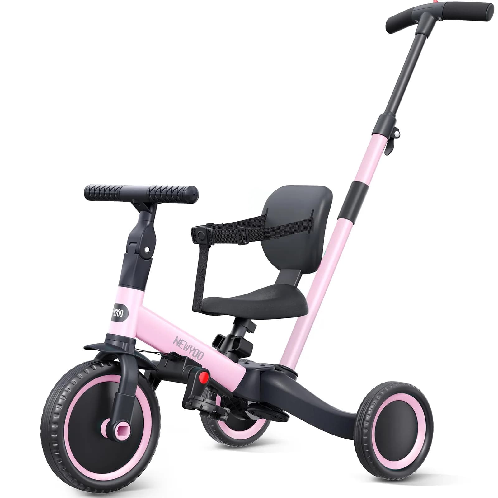 newyoo TR007 5-in-1 Toddler Tricycle & Balance Bike | Pink, 12-36 Months - main product image