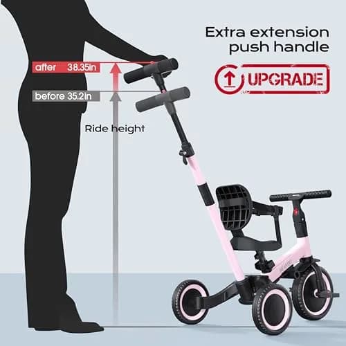 newyoo TR007 5-in-1 Toddler Tricycle & Balance Bike | Pink, 12-36 Months thumbnail 2