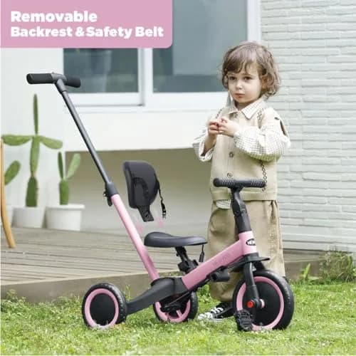 newyoo TR007 5-in-1 Toddler Tricycle & Balance Bike | Pink, 12-36 Months thumbnail 3