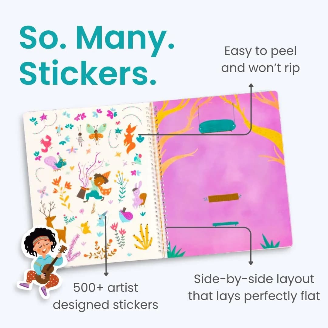 CUPKIN Into The Forest Sticker Book 500+ Stickers | Toddler Airplane Travel Activity Coloring Book - view 3