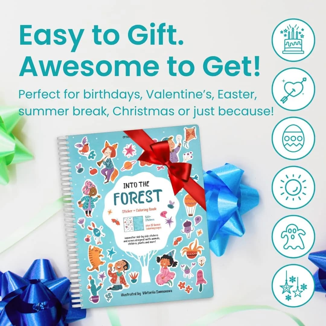 CUPKIN Into The Forest Sticker Book 500+ Stickers | Toddler Airplane Travel Activity Coloring Book - view 7