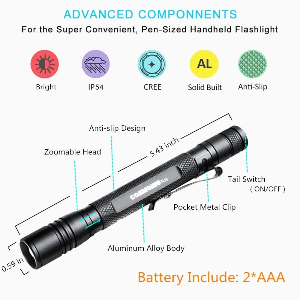 COSMOING 395nm UV Blacklight Flashlight with 2 AAA Batteries Included - view 4