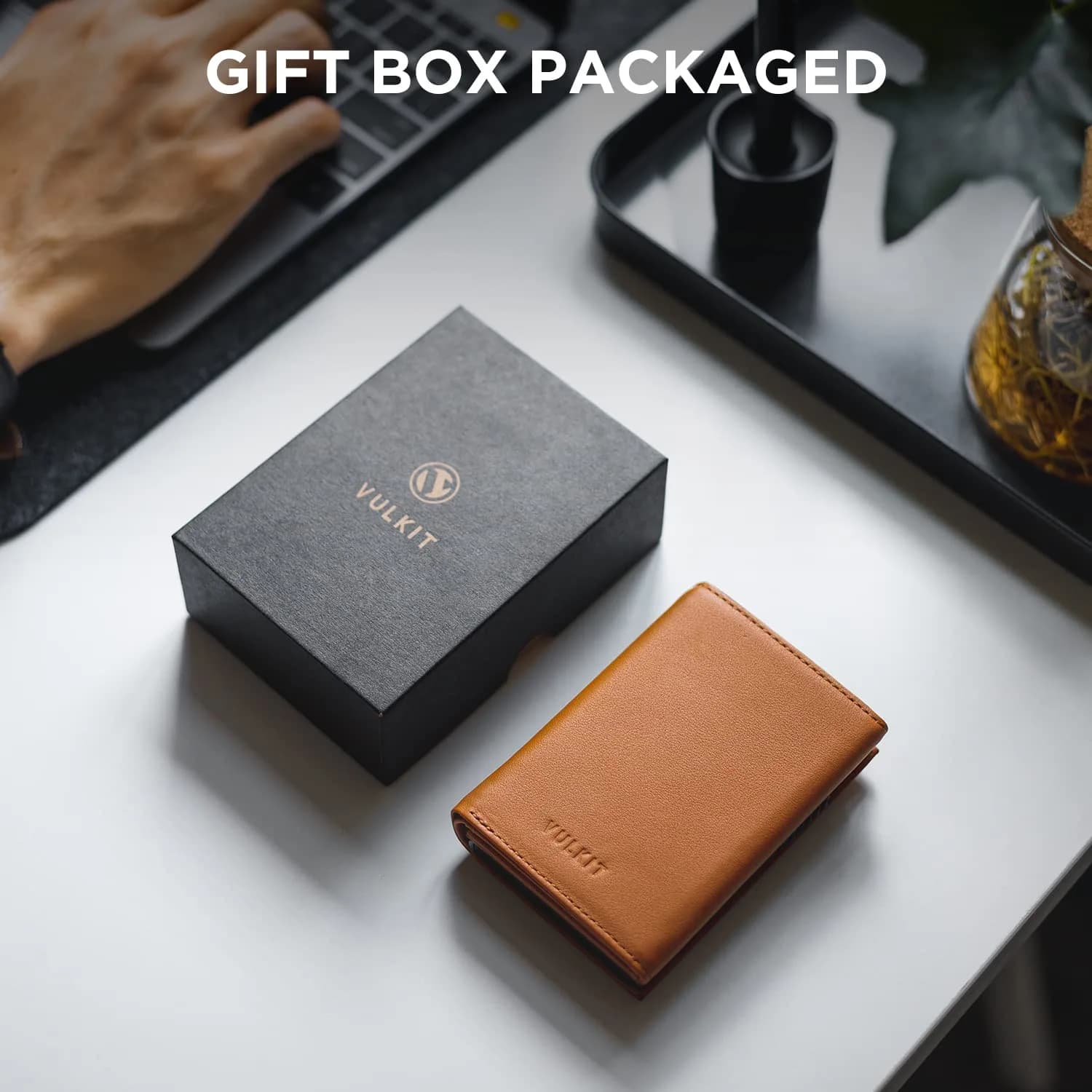 VULKIT Top Grain Leather Card Holder Wallet with Coin Pocket & ID Window | 10 Card Capacity, RFID Blocking - view 6