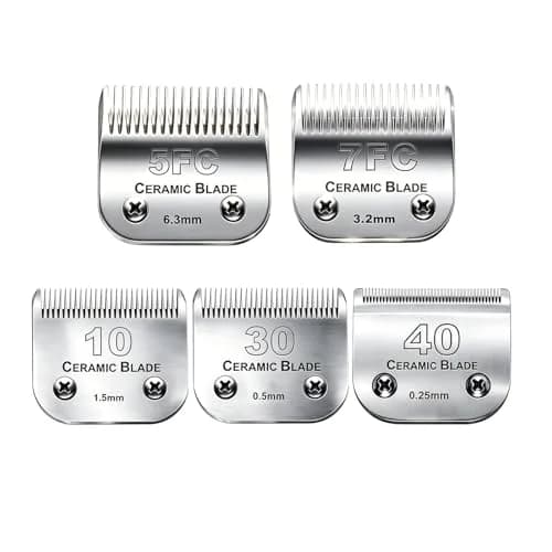 Audoc 5PCS Dog Grooming Clipper Replacement Blades #10 (1.5mm) & #30 (0.5mm) | Compatible with Andis, Oster A5, Wahl KM Series thumbnail 1