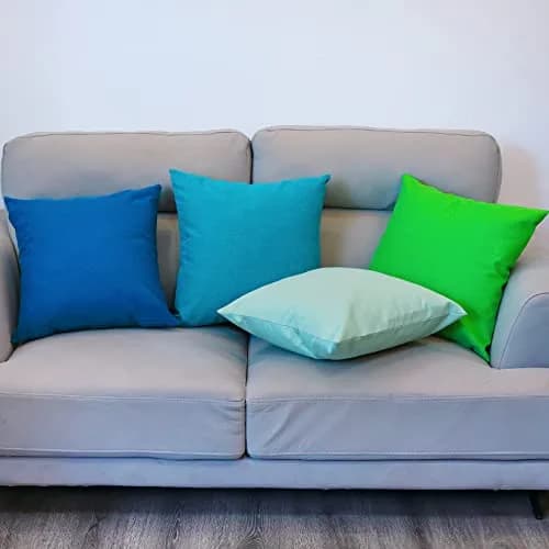 yeabwps Pack of 4 Decorative Outdoor Waterproof Throw Pillow Covers ONLY Square Garden Cushion Cases for Patio, Couch, Tent and Sofa, 18 x 18 Inches (Blue-Green, Blue, Green, Light Green) thumbnail 6