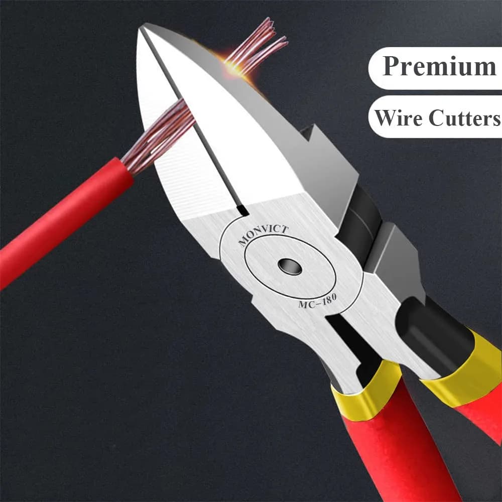 MONVICT 2 Pack 6 inch Wire Cutters Precision Flush Side Cutters | Heavy Duty Pliers for Cables, Wires, Zip Ties - view 5