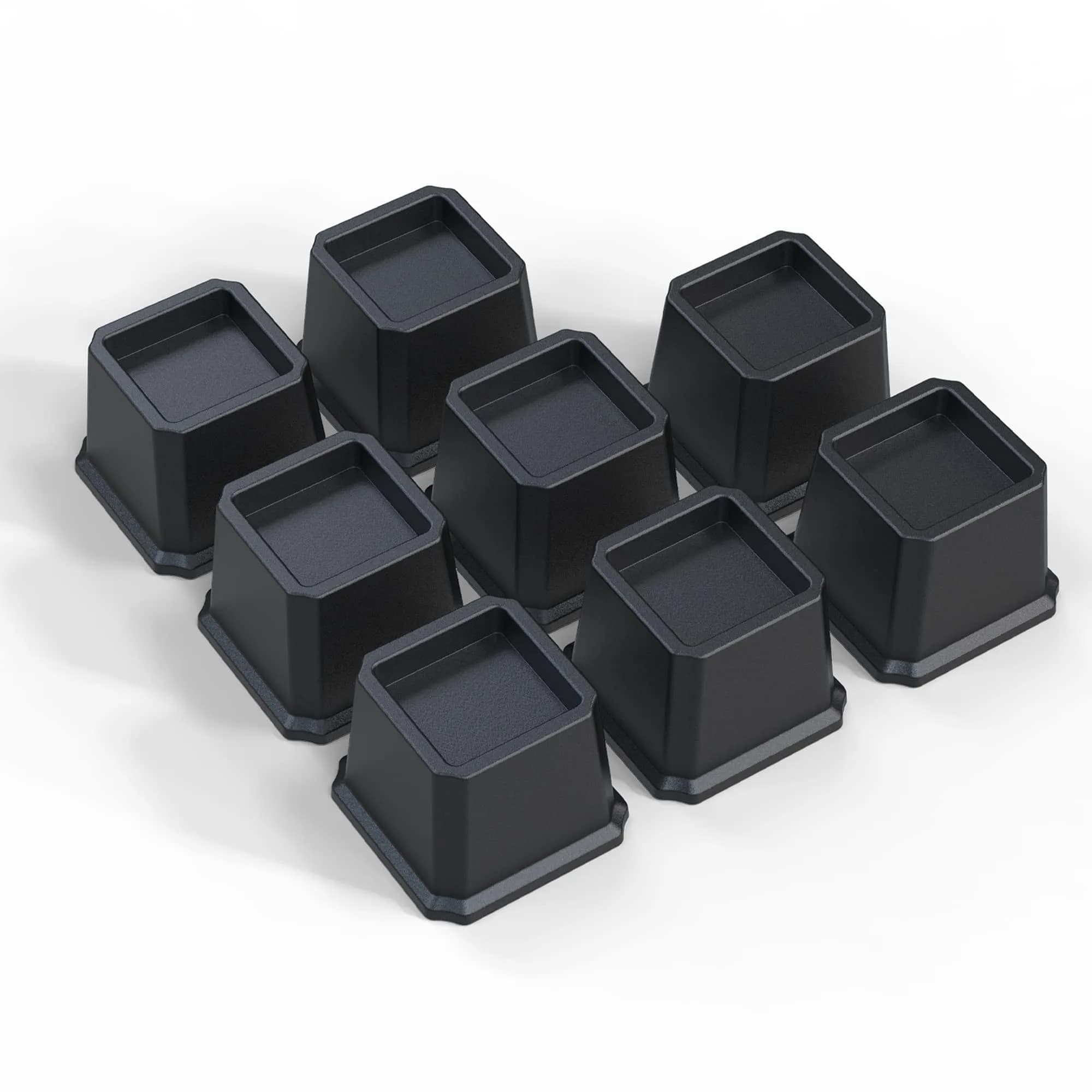 Ahasolid Bed Risers 3 Inch Heavy Duty | Furniture Risers, Set of 8, Black, Supports up to 1500 lbs — Black
