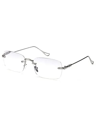 TERAISE Frameless Metal Reading Glasses for Men/Women Blue Light Blocking | Stylish & Durable (142mm width, 37mm lens height) thumbnail 1