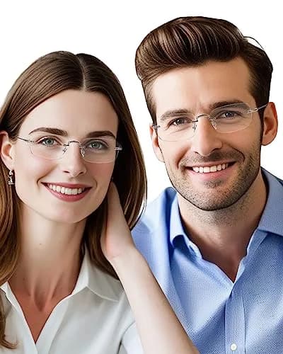 TERAISE Frameless Metal Reading Glasses for Men/Women Blue Light Blocking | Stylish & Durable (142mm width, 37mm lens height) thumbnail 6