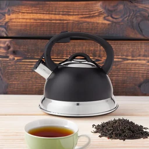 Mr. Coffee Flintshire 1.75-Quart (1.65 L) Stainless Steel Whistling Tea Kettle with Nylon Handle – Matte Black Stove-Top Kettle thumbnail 5