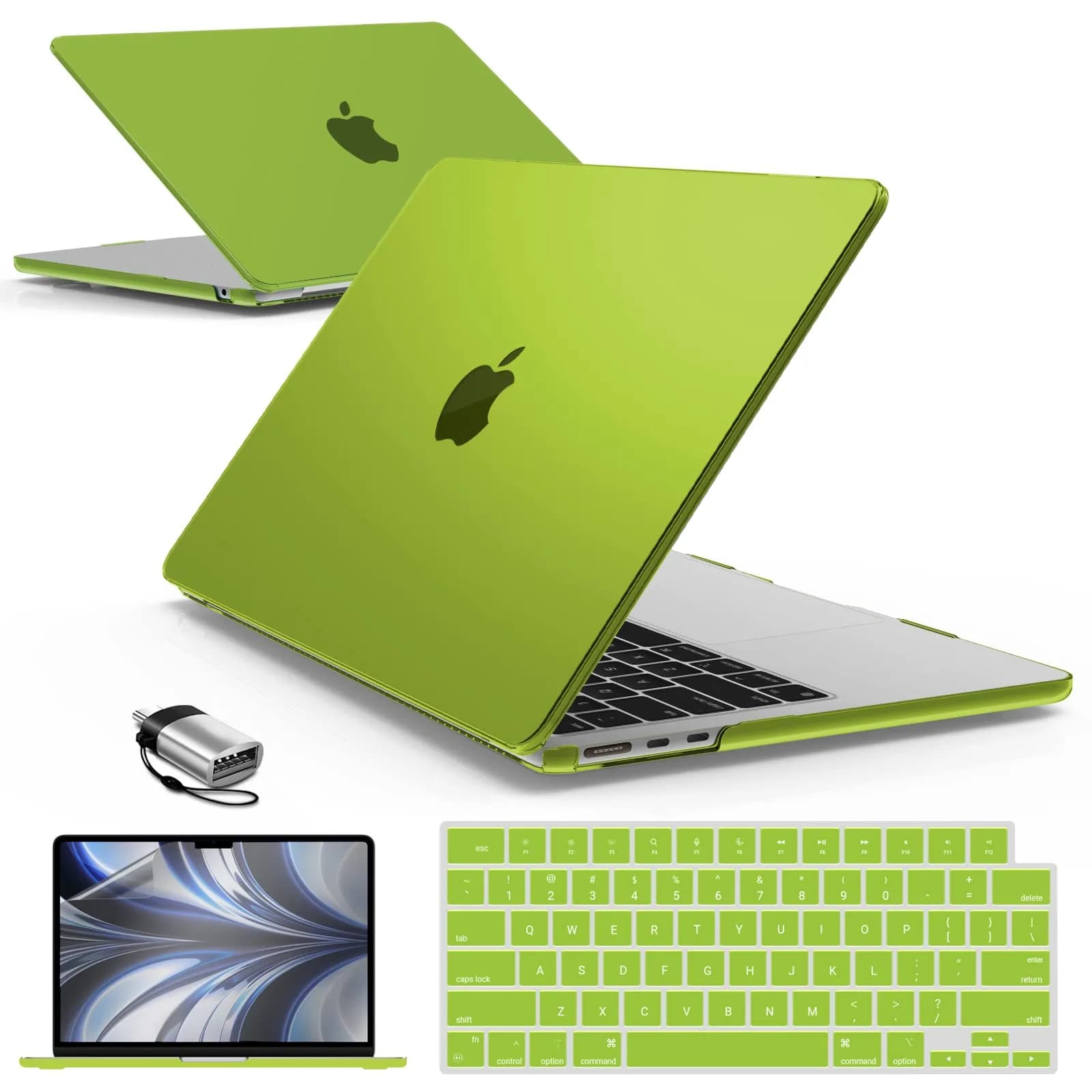 IBENZER MacBook Air 13 Inch Case M5 M4 M3 M2 | Hard Shell Cover for 2022-2026 Models — Avocado Green