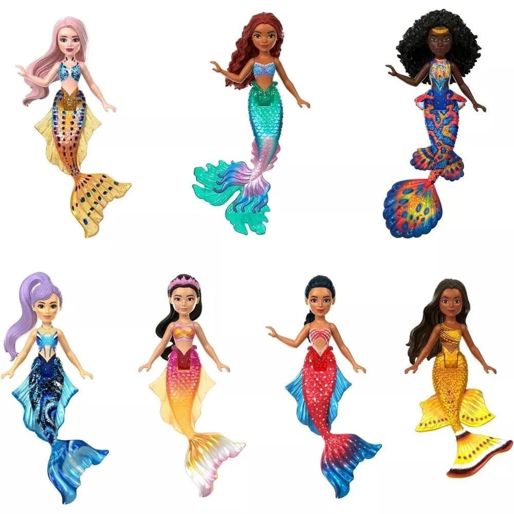 Mattel Disney Princess Toys, The Little Mermaid Ariel & Sisters Small Doll Set, Collection of 7 Mermaid Dolls, Inspired by the Movie | Poseable, Collectible, Family Fun
