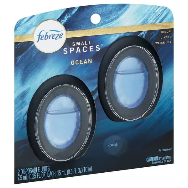 Febreze Ocean Small Spaces Air Freshener, 2x 0.25 fl oz | Eliminates Odors for 45 Days - main product image