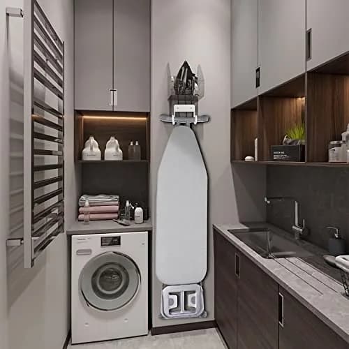 RIUOTA Wall Mount Ironing Board Hanger in White | Space-Saving Laundry Organizer thumbnail 7