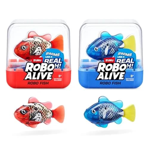 Robo Alive Robo Fish Robotic Swimming Fish (2 Pack, Red + Blue) | Water Activated Toy for Kids 3+ thumbnail 1