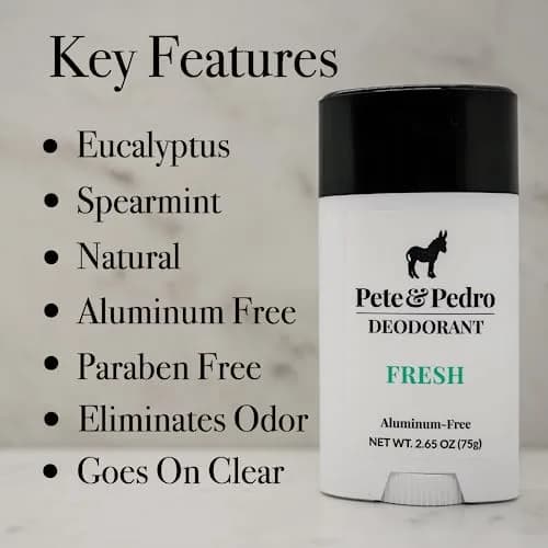 Pete & Pedro Natural Deodorant Aluminum-Free Eucalyptus & Spearmint 2.65 oz | Sensitive Skin & Odor Control thumbnail 2