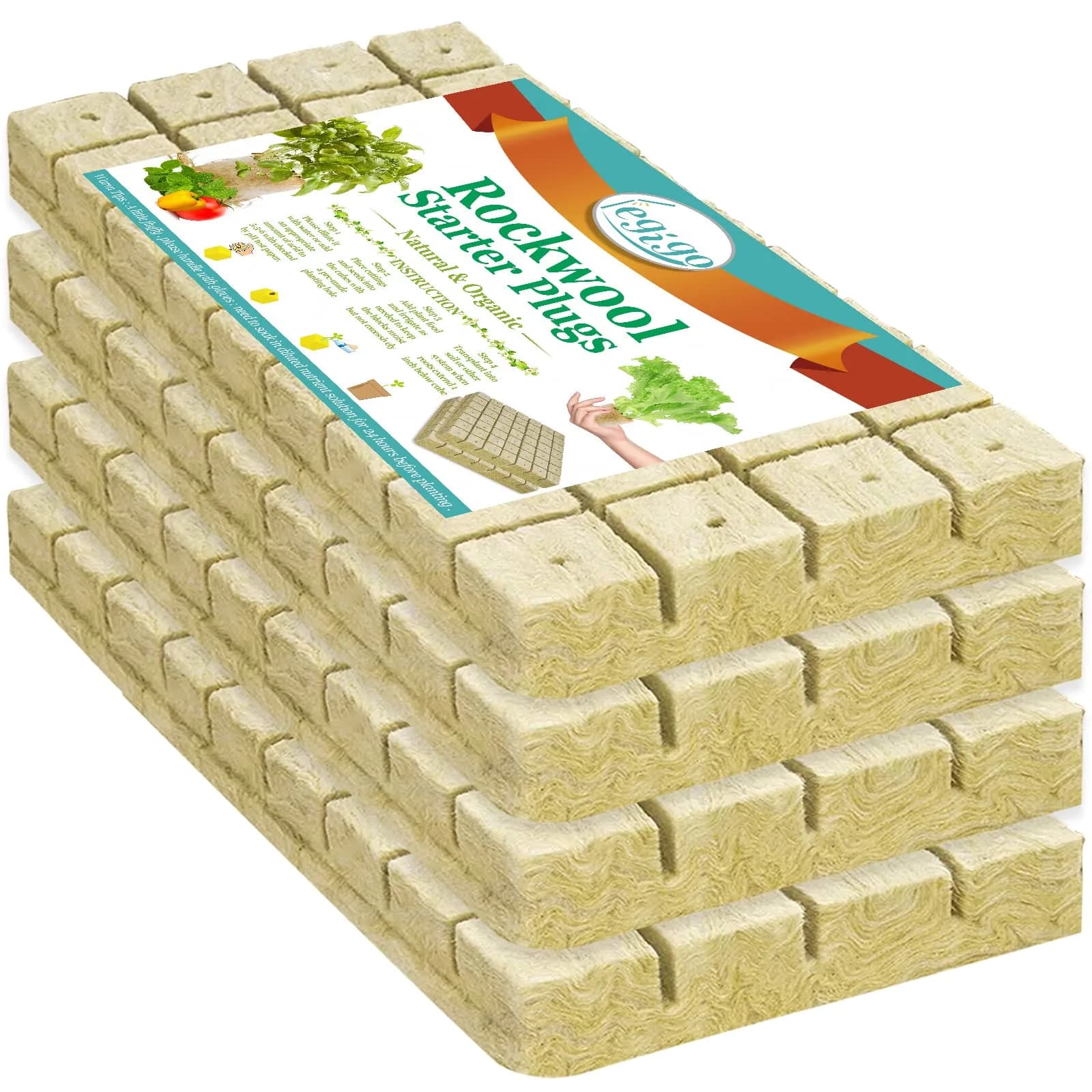 Legigo 1.2 Inch Rockwool Cubes Seed Starter Plugs 144 Count | Hydroponics & Soilless Gardening — 4 Sheet