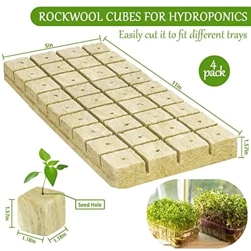 Legigo 1.2 Inch Rockwool Cubes Seed Starter Plugs 144 Count | Hydroponics & Soilless Gardening thumbnail 2