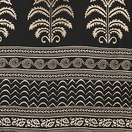 EthnicJunction Khadi Silk Cotton Kalamkari Print Saree with Blouse Piece - 5.5 Mtrs (Beige & Black) thumbnail 5