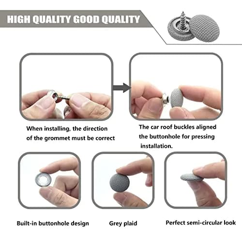 TEMI Grey 60PCS Car Roof Headliner Repair Kit | Universal Auto Roof Snap Rivets for Interior Ceiling Cloth Fixing thumbnail 3