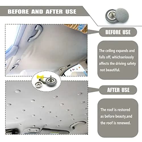 TEMI Grey 60PCS Car Roof Headliner Repair Kit | Universal Auto Roof Snap Rivets for Interior Ceiling Cloth Fixing thumbnail 4