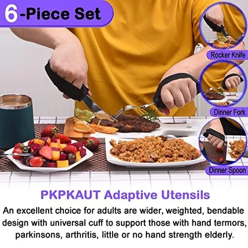 PKPKAUT Weighted Adaptive Utensils 170g (6 oz) | Bendable & Dishwasher Safe Set for Hand Tremors thumbnail 2