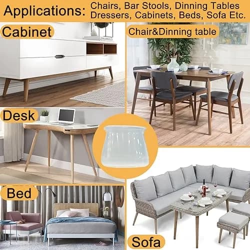 Conprasim Silicone Chair Leg Floor Protectors 3.2cm-4.2cm (1.25"-1.65") | Protects Hardwood Floors, Reduces Noise thumbnail 6