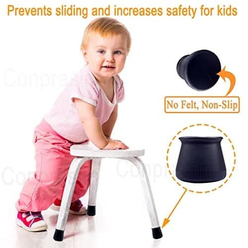 Conprasim Silicone Chair Leg Floor Protectors 32mm-42mm | Protects Floors, Reduces Noise, Anti-Slip (16-Pack, Black) thumbnail 5