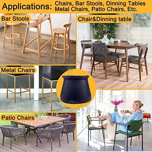 Conprasim Silicone Chair Leg Floor Protectors 32mm-42mm | Protects Floors, Reduces Noise, Anti-Slip (16-Pack, Black) thumbnail 6