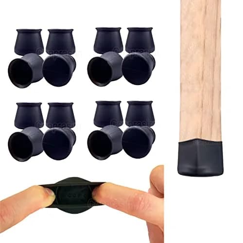 Conprasim Silicone Chair Leg Floor Protectors 32mm-42mm | Protects Floors, Reduces Noise, Anti-Slip (16-Pack, Black) thumbnail 1