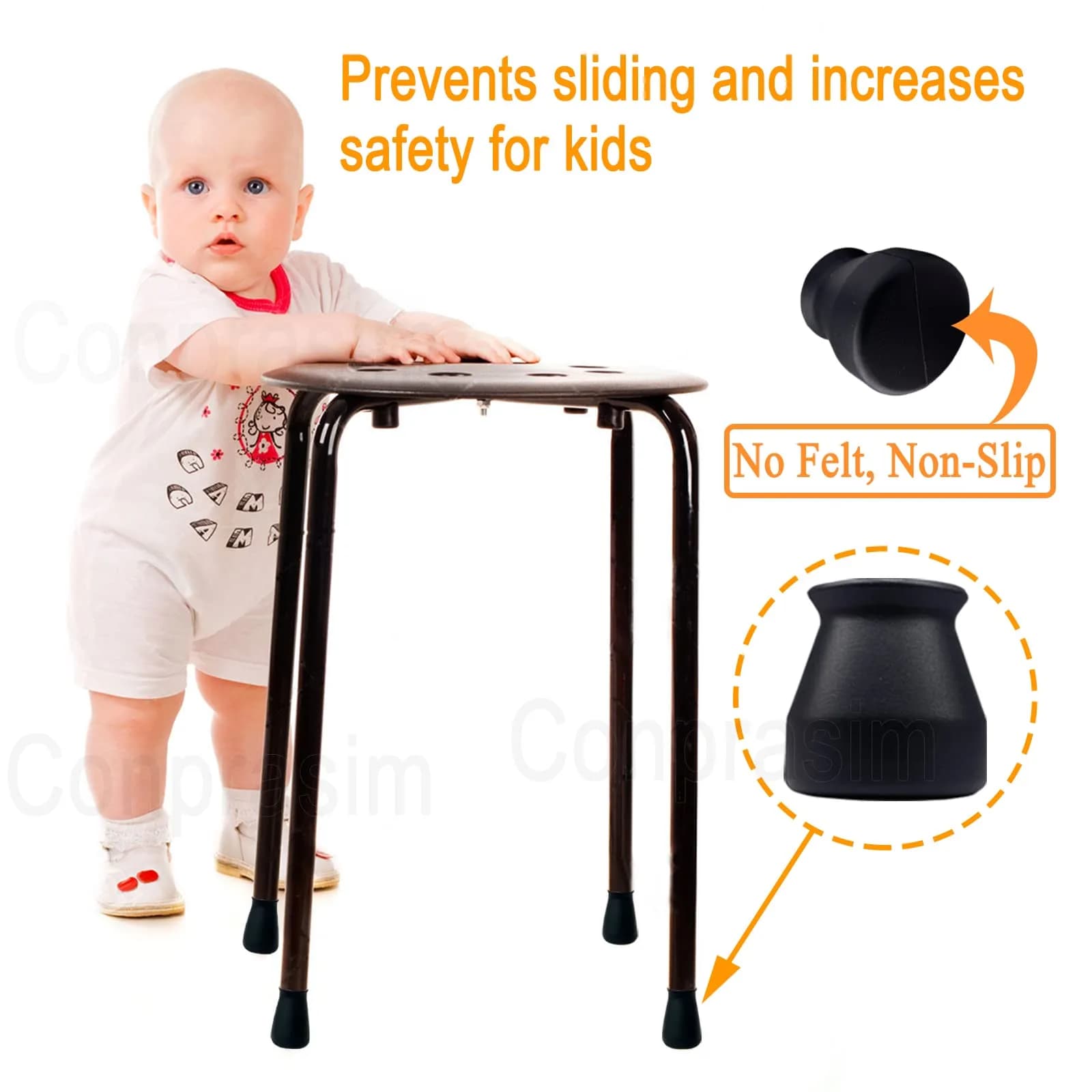 Conprasim Silicone Chair Leg Floor Protectors 24-Pack Black | Protect Hardwood Floors & Prevent Scratches - view 5