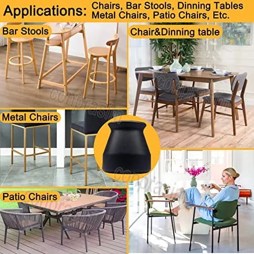 Conprasim Silicone Chair Leg Floor Protectors 24-Pack Black | Protect Hardwood Floors & Prevent Scratches thumbnail 6