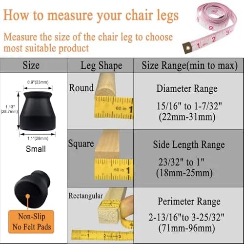 Conprasim Silicone Chair Leg Floor Protectors 24-Pack Black | Protect Hardwood Floors & Prevent Scratches thumbnail 2