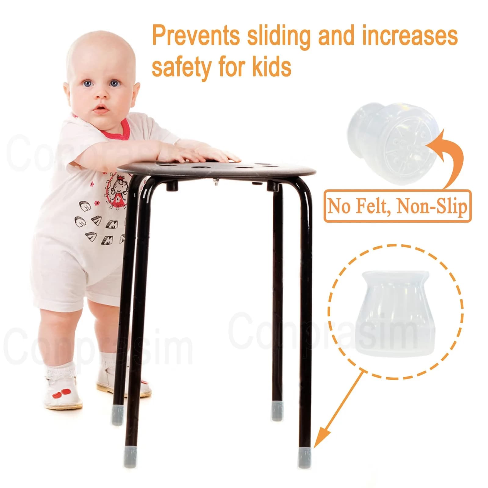 Conprasim Small Silicone Chair Leg Floor Protectors 24-Pack | Protects Hardwood Floors, Prevents Scratches & Noise - view 5