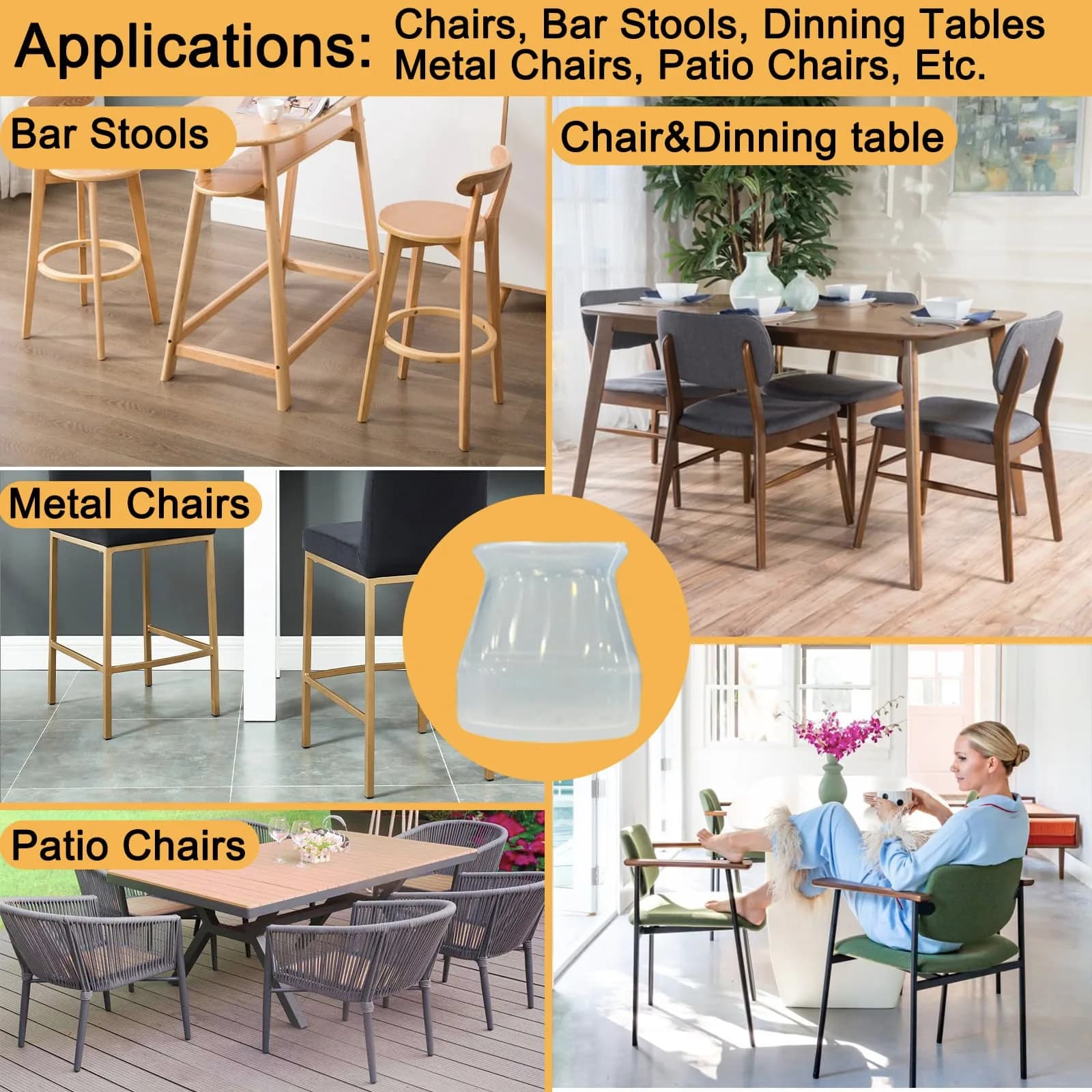 Conprasim Small Silicone Chair Leg Floor Protectors 24-Pack | Protects Hardwood Floors, Prevents Scratches & Noise - view 6