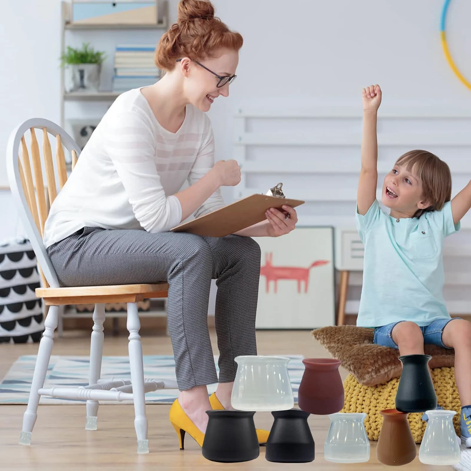 Conprasim Small Silicone Chair Leg Floor Protectors 24-Pack | Protects Hardwood Floors, Prevents Scratches & Noise - view 3