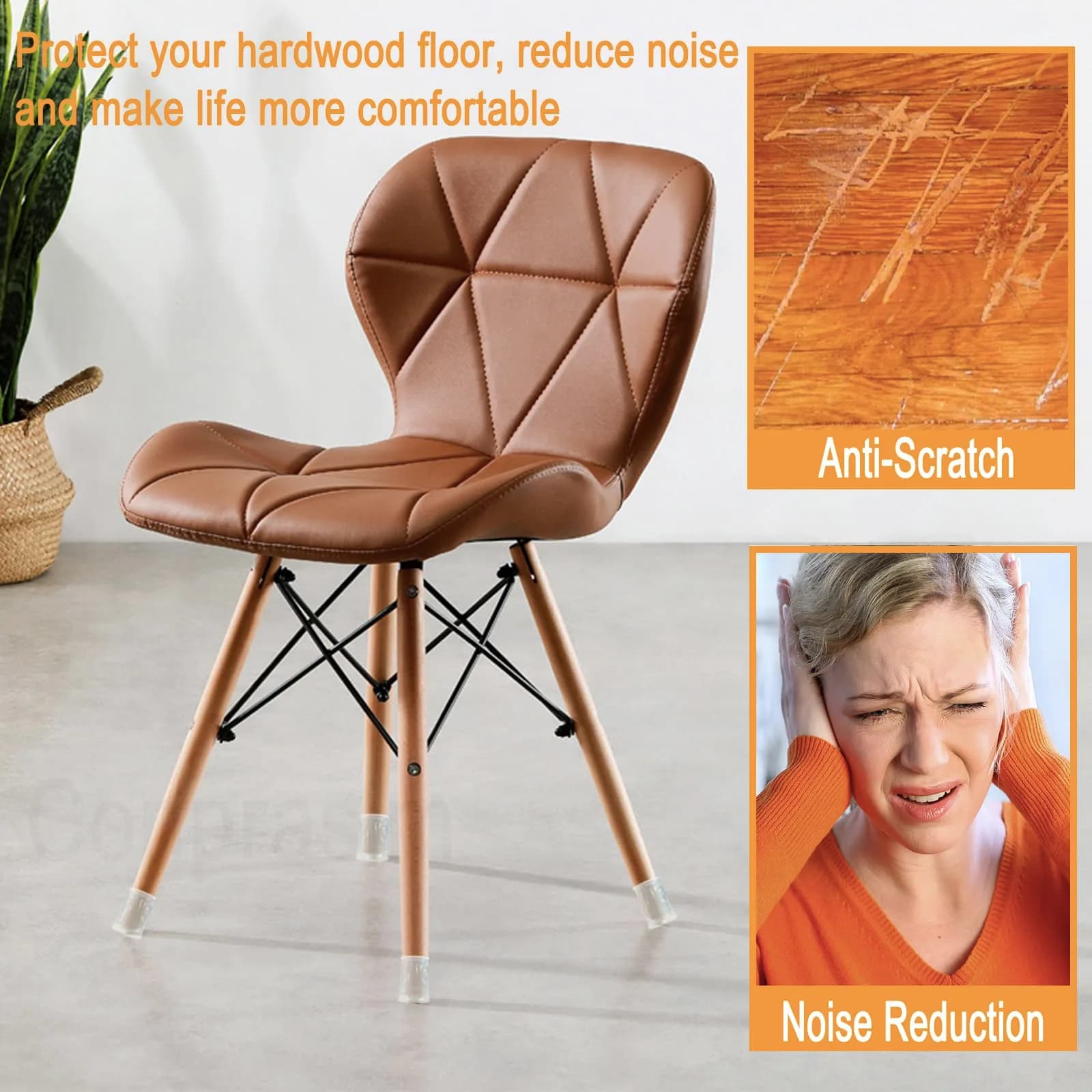 Conprasim Small Silicone Chair Leg Floor Protectors 24-Pack | Protects Hardwood Floors, Prevents Scratches & Noise - view 4