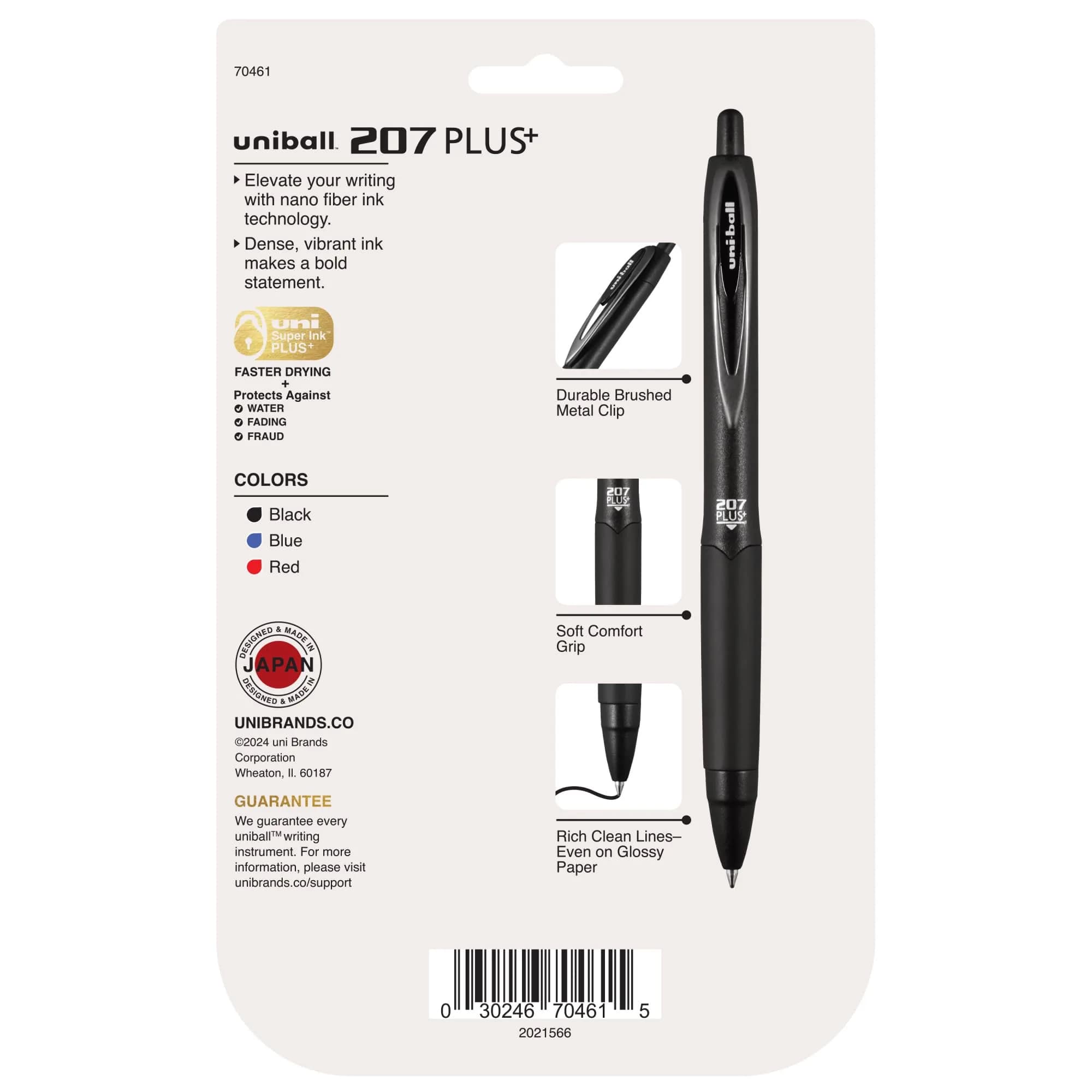 Uni-Ball 207 Plus+ Gel Pens Assorted Ink 0.7mm Medium Point 6 Count | Smooth Writing, Fade-Resistant, Fraud-Resistant - view 8