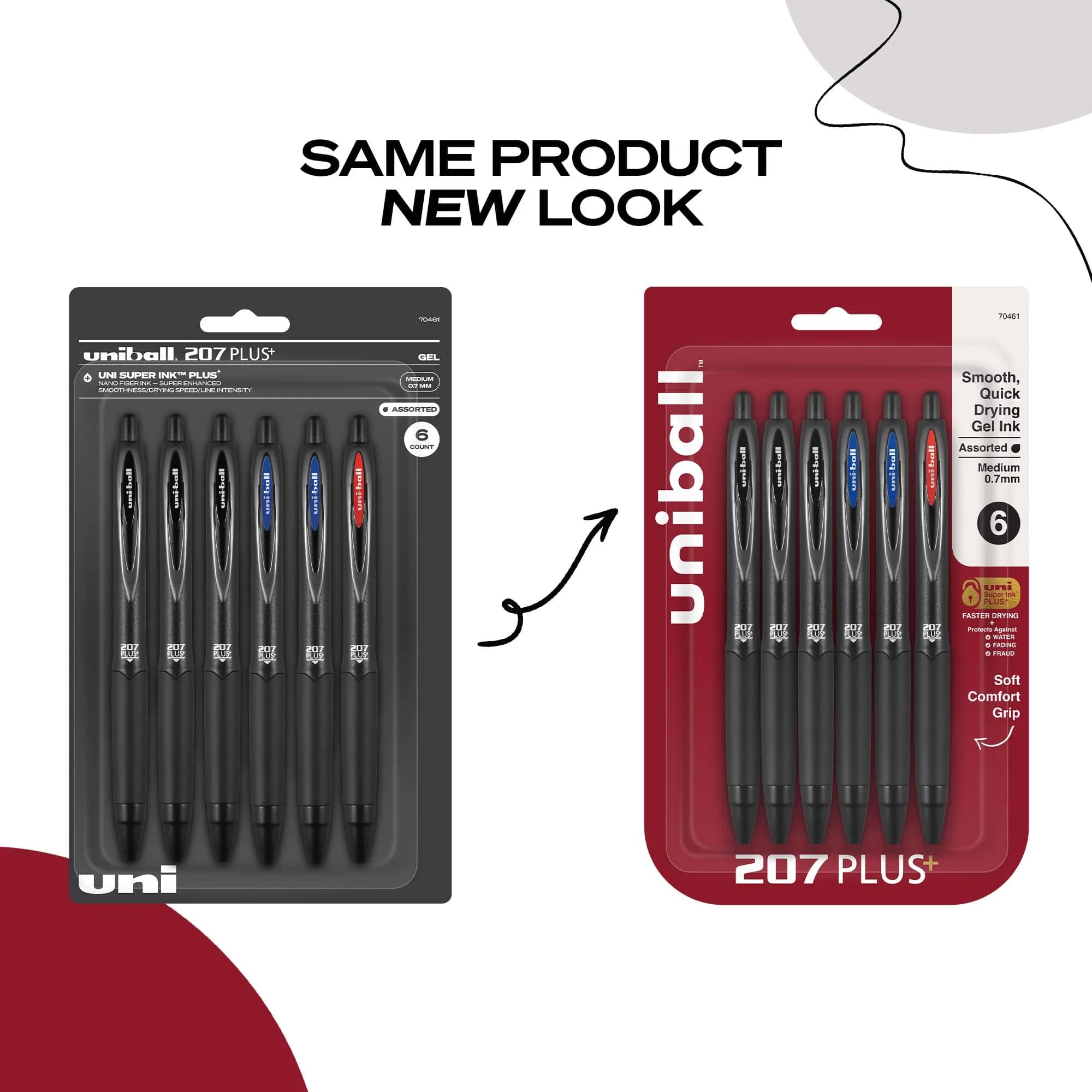 Uni-Ball 207 Plus+ Gel Pens Assorted Ink 0.7mm Medium Point 6 Count | Smooth Writing, Fade-Resistant, Fraud-Resistant - view 4