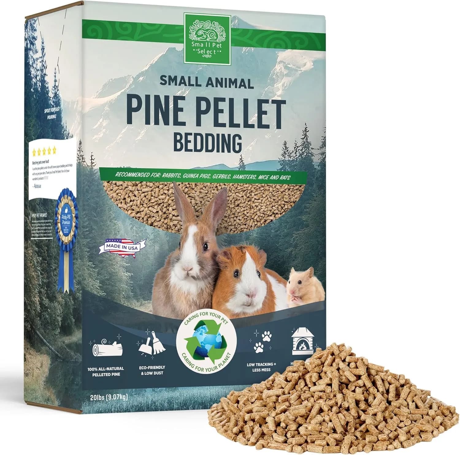 Small Pet Select Pine Pellet Bedding for Rabbits & Guinea Pigs | 20 lb | Natural, Eco-Friendly & Absorbent