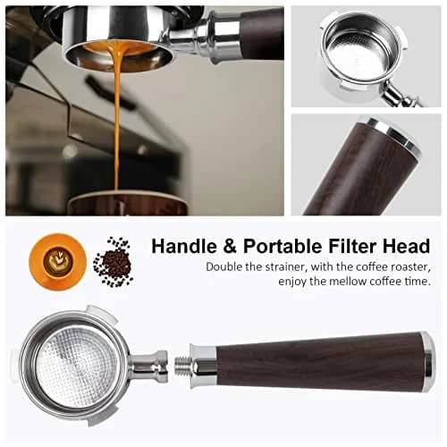 YMWVH 51mm Bottomless Portafilter 3 Ears for Delonghi Dedica EC680/EC685, Blackwood Handle | Espresso Extraction Control thumbnail 8